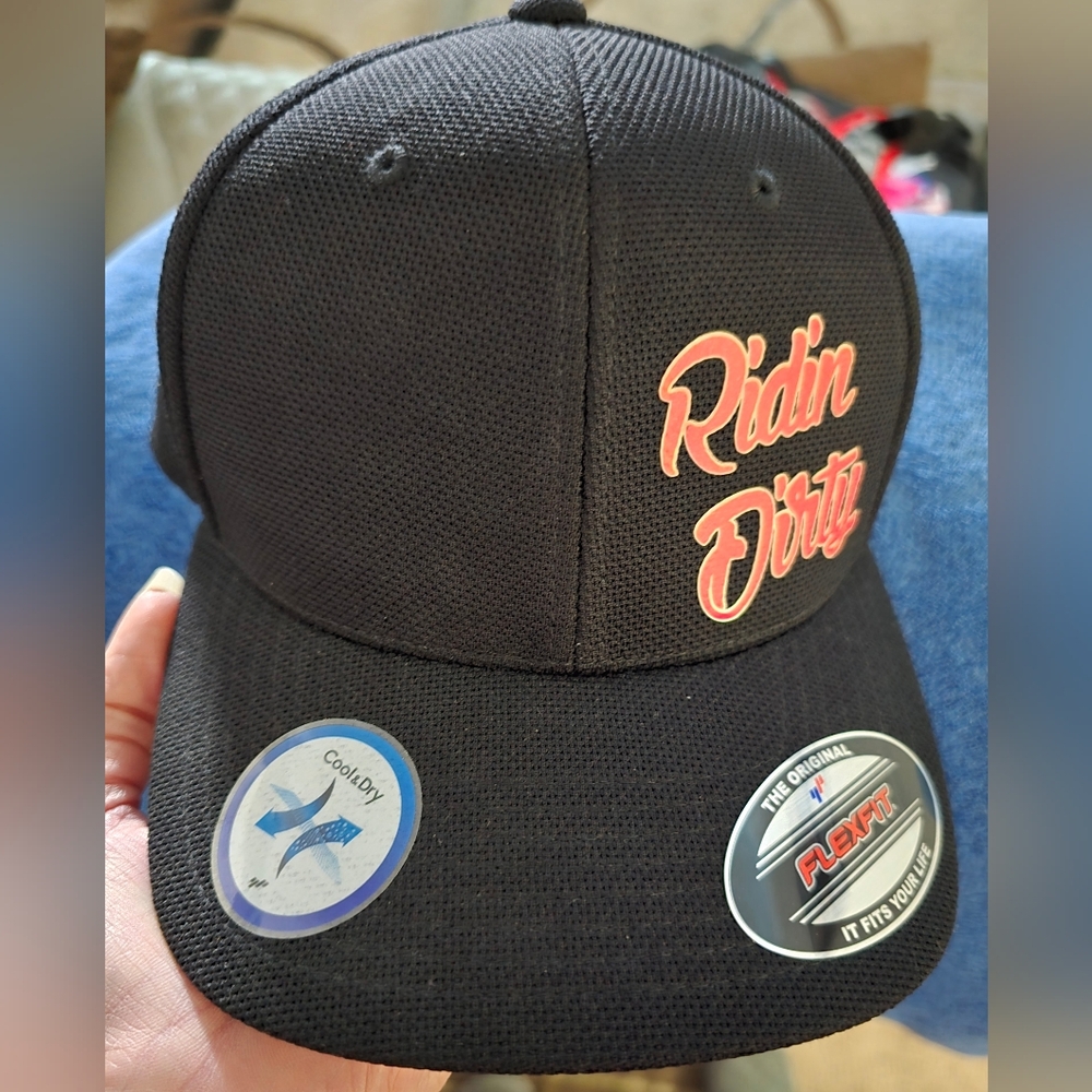 Flexfit Cool Dry Black 'Ridin Dirty' Baseball Cap, One Size